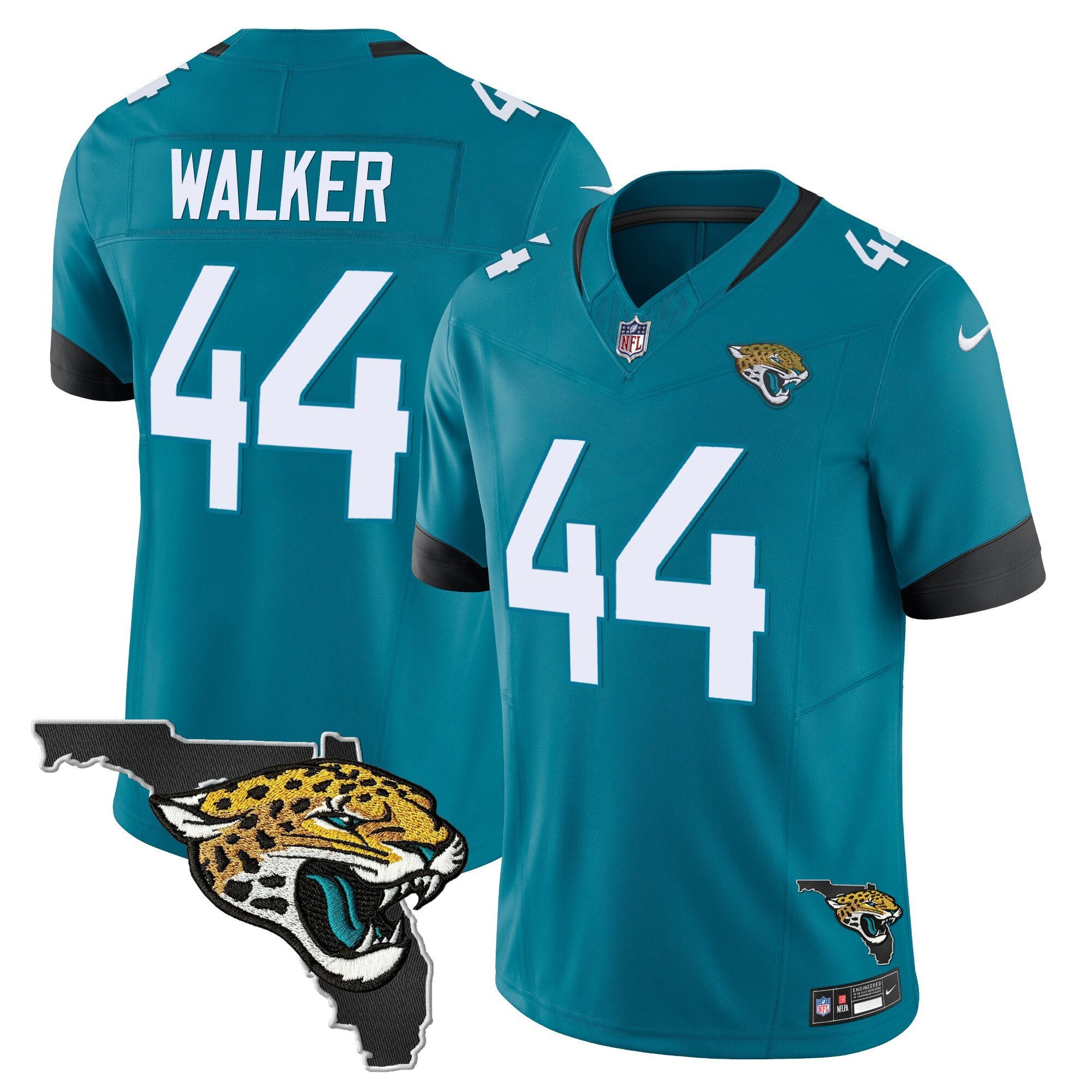 Jacksonville Jaguars Florida Patch Vapor Jersey – All Stitched – Teal – Travon Walker Jersey