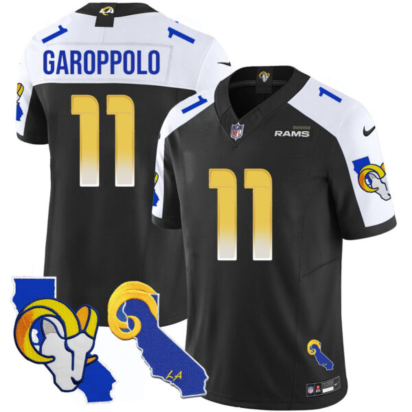 Los Angeles Rams 2025 Vapor Limited Jersey – All Stitched – Black Alternate – Jimmy Garoppolo Jersey