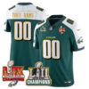 Philadelphia Eagles LII-LIX Super Bowl Champions Gold Custom Jersey – All Stitched – Green Alternate Jersey