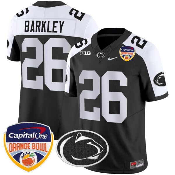 Penn State Nittany Lions Orange Bowl Patch Vapor Limited Jersey – All Stitched – Black Alternare – Saquon Barkley Jersey