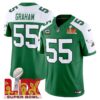 Philadelphia Eagles Kelly Green Super Bowl LIX Patch Vapor Limited Jersey – All Stitched – Kelly Alternate – Brandon Graham Jersey