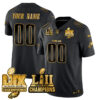 Philadelphia Eagles LII-LIX Super Bowl Champions Gold Custom Jersey – All Stitched – Black Gold Jersey