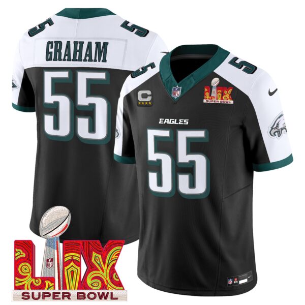 Philadelphia Eagles Super Bowl LIX Patch Vapor Limited Jersey – All Stitched – Black Alternate – Brandon Graham Jersey
