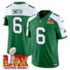 Philadelphia Eagles Kelly Green Super Bowl LIX Patch Vapor Limited Jersey – All Stitched – Kelly Alternate – DeVonta Smith Jersey