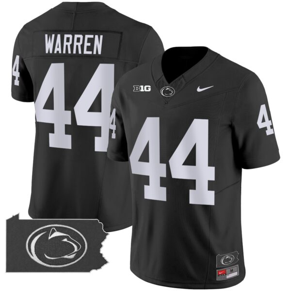 Penn State Nittany Lions 2024 Home Patch Vapor Limited Jersey – All Stitched – Black – Tyler Warren Jersey