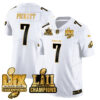 Philadelphia Eagles LII-LIX Super Bowl Champions Gold Jersey – All Stitched – White Gold – Kenny Pickett Jersey