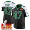 Philadelphia Eagles Kelly Green Super Bowl LIX Patch Vapor Limited Jersey – All Stitched – Black Alternate – Donald Trump Jersey