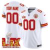 Chiefs Super Bowl LIX Patch Vapor Limited Custom Jersey – All Stitched – White Jersey