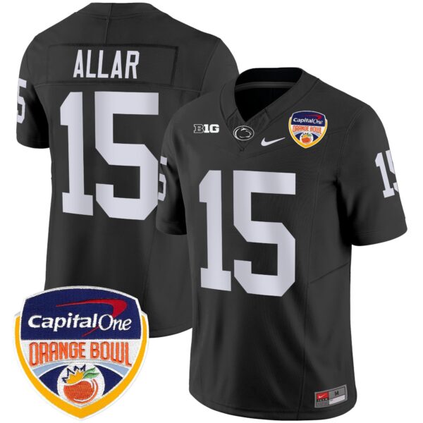 Penn State Nittany Lions Orange Bowl Patch Vapor Limited Jersey – All Stitched – Black – Drew Allar Jersey