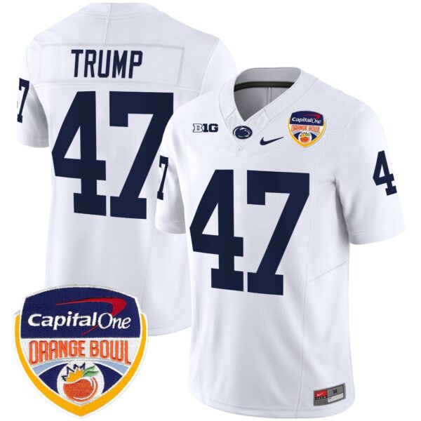 Penn State Nittany Lions Orange Bowl Patch Vapor Limited Jersey – All Stitched – White – Donald Trump Jersey