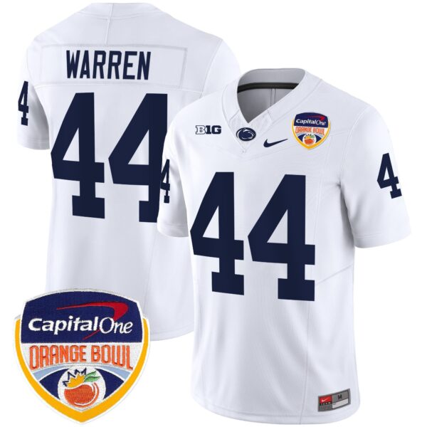 Penn State Nittany Lions Orange Bowl Patch Vapor Limited Jersey – All Stitched – White – Tyler Warren Jersey