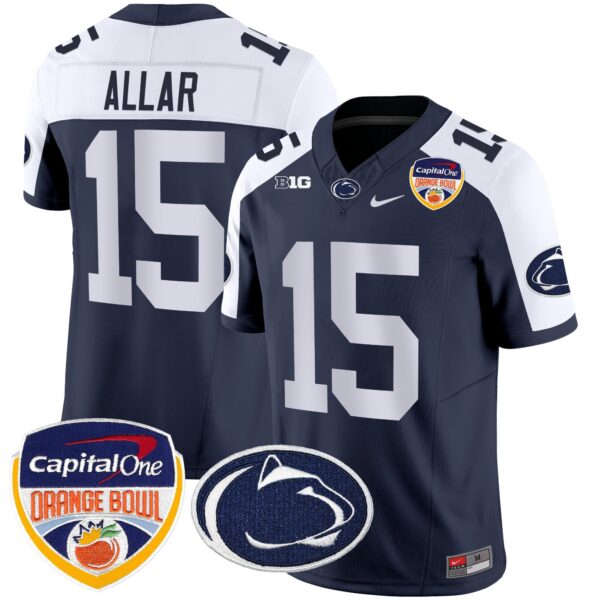 Penn State Nittany Lions Orange Bowl Patch Vapor Limited Jersey – All Stitched – Navy Alternate – Drew Allar Jersey