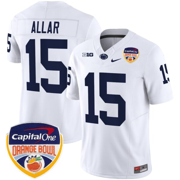 Penn State Nittany Lions Orange Bowl Patch Vapor Limited Jersey – All Stitched – White – Drew Allar Jersey
