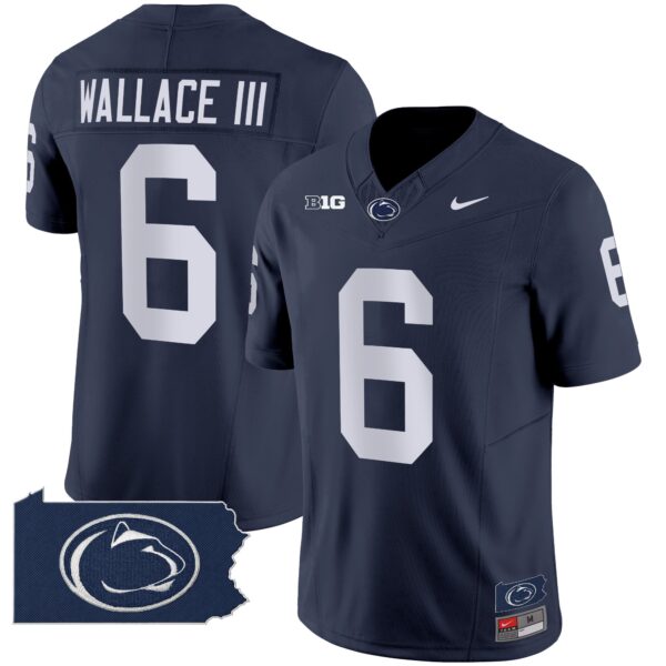 Penn State Nittany Lions 2024 Home Patch Vapor Limited Jersey – All Stitched – Navy – Harrison Wallace III Jersey