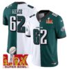 Philadelphia Eagles Super Bowl LIX Patch Vapor Limited Jersey – All Stitched – Split – Jason Kelce Jersey