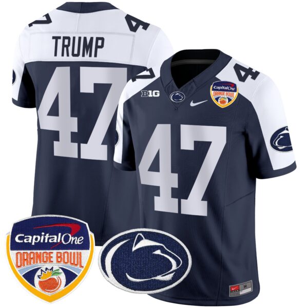 Penn State Nittany Lions Orange Bowl Patch Vapor Limited Jersey – All Stitched – Navy Alternate – Donald Trump Jersey