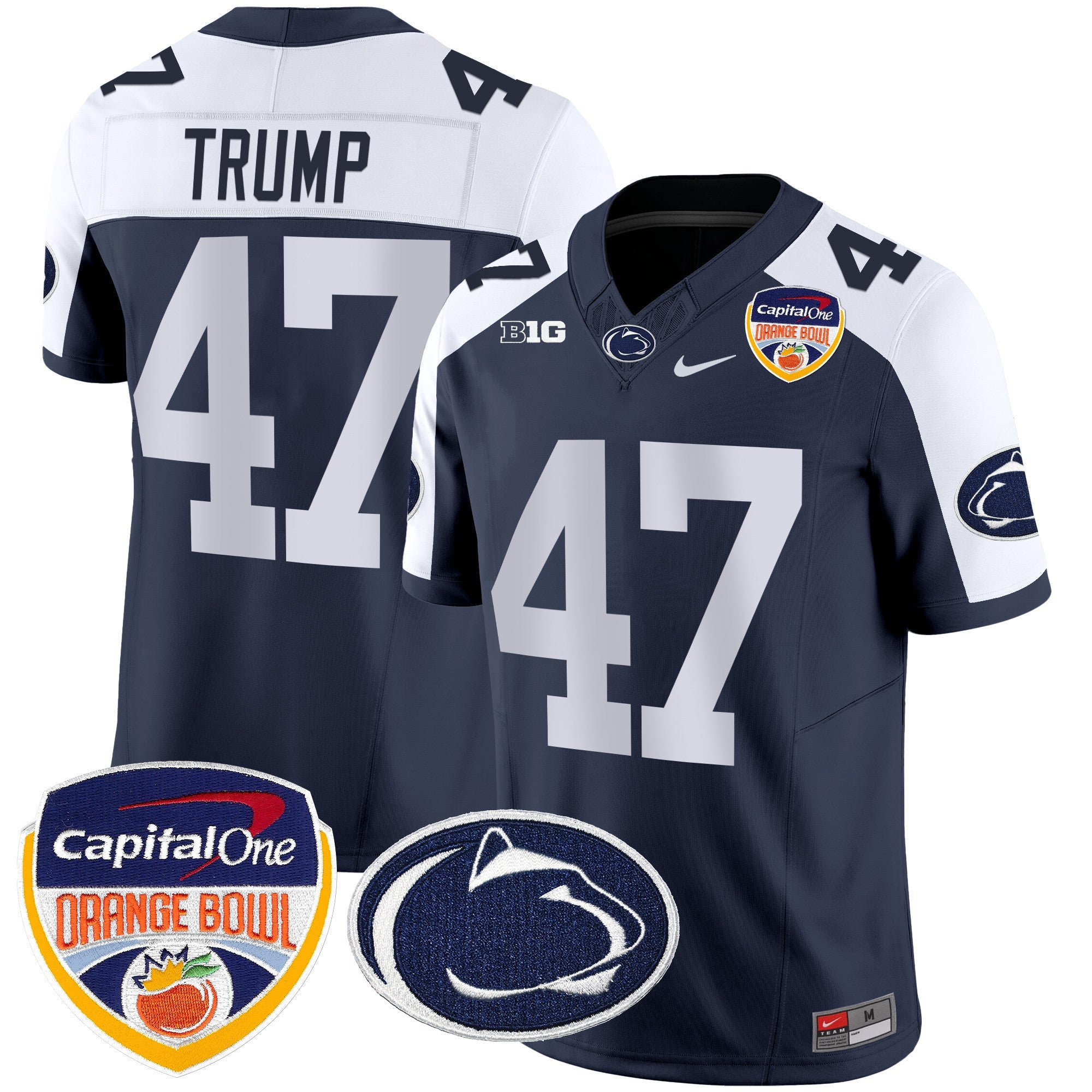 Penn State Nittany Lions Orange Bowl Patch Vapor Limited Jersey – All Stitched – Navy Alternate – Donald Trump Jersey