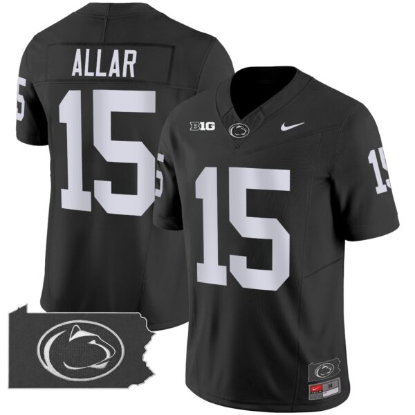 Penn State Nittany Lions 2024 Home Patch Vapor Limited Jersey – All Stitched – Black – Drew Allar Jersey