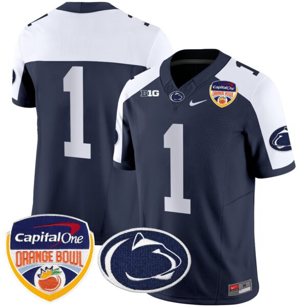 Penn State Nittany Lions Orange Bowl Patch Vapor Limited Jersey – All Stitched – Navy Alternate – #1 Team Jersey