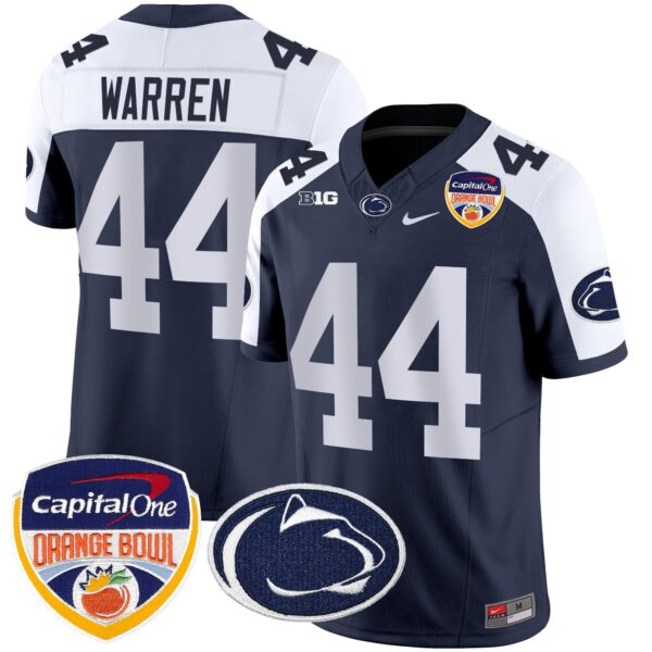 Penn State Nittany Lions Orange Bowl Patch Vapor Limited Jersey – All Stitched – Navy Alternate – Tyler Warren Jersey