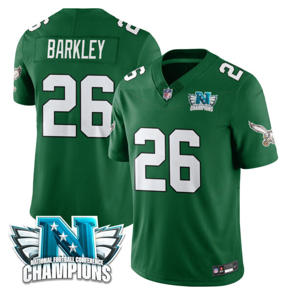 Philadelphia Eagles 2024 NFC Champion Player Jersey – All Stitched – Kelly Green – Saquon Barkley Jersey