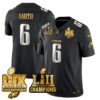 Philadelphia Eagles LII-LIX Super Bowl Champions Gold Jersey – All Stitched – Black Limited – DeVonta Smith Jersey