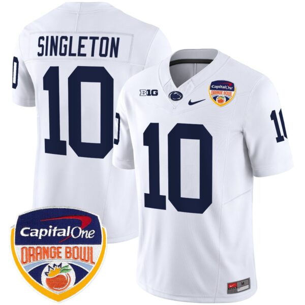 Penn State Nittany Lions Orange Bowl Patch Vapor Limited Jersey – All Stitched – White – Nicholas Singleton Jersey