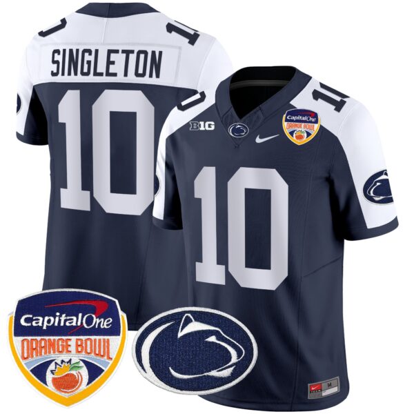 Penn State Nittany Lions Orange Bowl Patch Vapor Limited Jersey – All Stitched – Navy Alternate – Nicholas Singleton Jersey