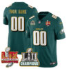 Philadelphia Eagles LII-LIX Super Bowl Champions Gold Custom Jersey – All Stitched – Midnight Green Jersey