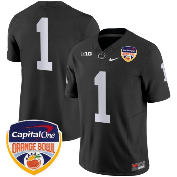Penn State Nittany Lions Orange Bowl Patch Vapor Limited Jersey – All Stitched – Black – #1 Team Jersey