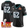 Philadelphia Eagles Super Bowl LIX Patch Vapor Limited Jersey – All Stitched – Black – Jason Kelce Jersey