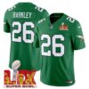 Philadelphia Eagles Kelly Green Super Bowl LIX Patch Vapor Limited Jersey – All Stitched – Kelly Green – Saquon Barkley Jersey