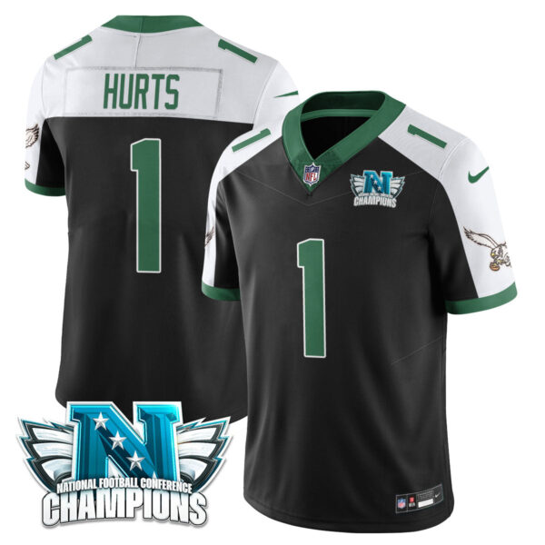 Philadelphia Eagles 2024 NFC Champion Player Jersey – All Stitched – Black Alternate – Jalen Hurts Jersey