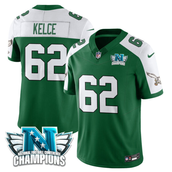Philadelphia Eagles 2024 NFC Champion Player Jersey – All Stitched – Kelly Alternate – Jason Kelce Jersey