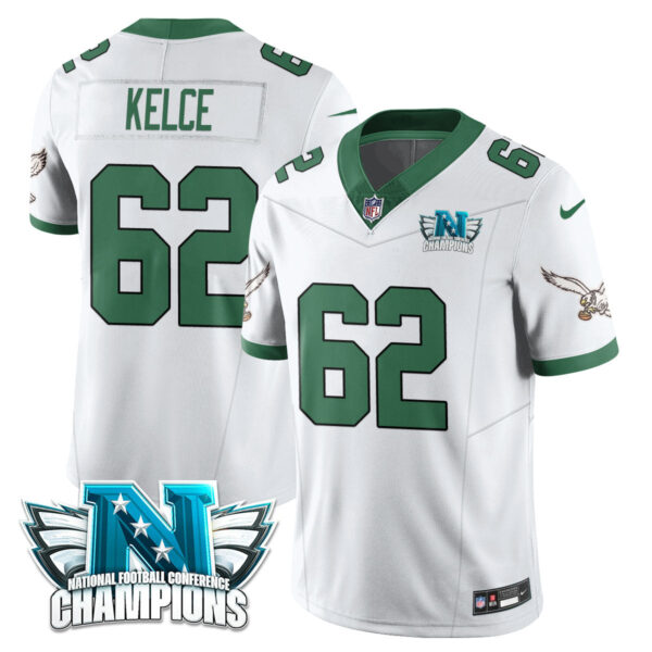 Philadelphia Eagles 2024 NFC Champion Player Jersey – All Stitched – Kelly White – Jason Kelce Jersey