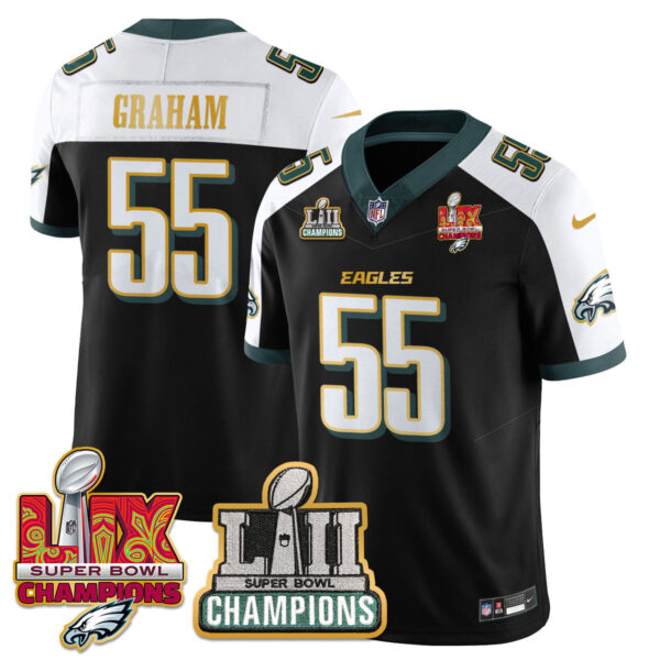 Philadelphia Eagles LII-LIX Super Bowl Champions Vapor Limited Gold Jersey – All Stitched – Black Alternate – Brandon Graham Jersey