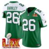 Philadelphia Eagles Kelly Green Super Bowl LIX Patch Vapor Limited Jersey – All Stitched – Kelly Alternate – Saquon Barkley Jersey