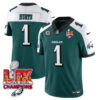 Philadelphia Eagles Super Bowl LIX Champions Gold Vapor Limited Jersey – All Stitched – Jalen Hurts – Green Alternate Jersey