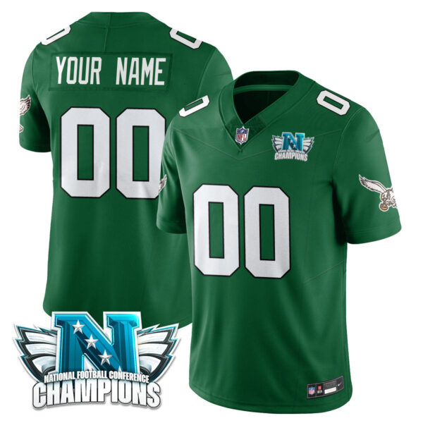 Philadelphia Eagles 2024 NFC Champion Custom Jersey – All Stitched – Kelly Green Jersey