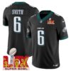Philadelphia Eagles Super Bowl LIX Patch Vapor Limited Jersey – All Stitched – Black – DeVonta Smith Jersey