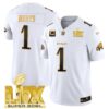 Philadelphia Eagles Super Bowl LIX Patch Gold Vapor Limited Jersey – All Stitched – White Gold – Jalen Hurts Jersey