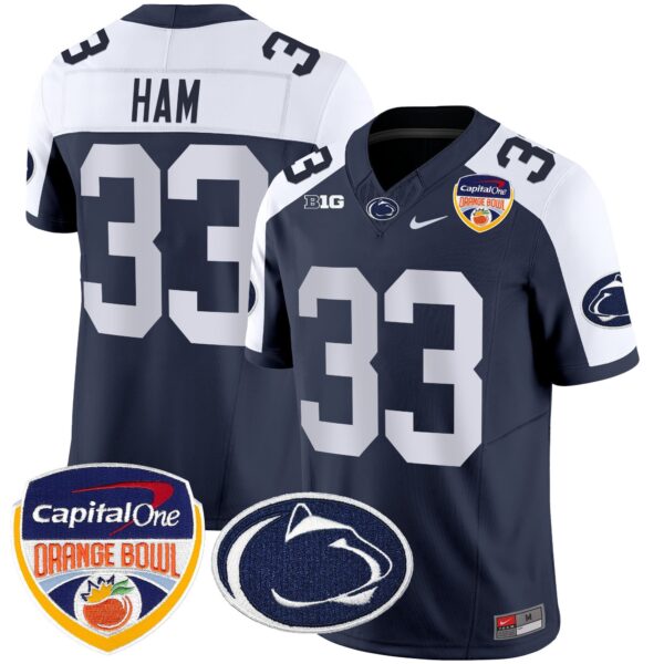 Penn State Nittany Lions Orange Bowl Patch Vapor Limited Jersey – All Stitched – Navy Alternate – Jack Ham Jersey