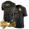Philadelphia Eagles LII-LIX Super Bowl Champions Gold Jersey – All Stitched – Black Gold – Jason Kelce Jersey