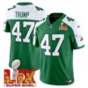 Philadelphia Eagles Kelly Green Super Bowl LIX Patch Vapor Limited Jersey – All Stitched – Kelly Alternate – Donald Trump Jersey