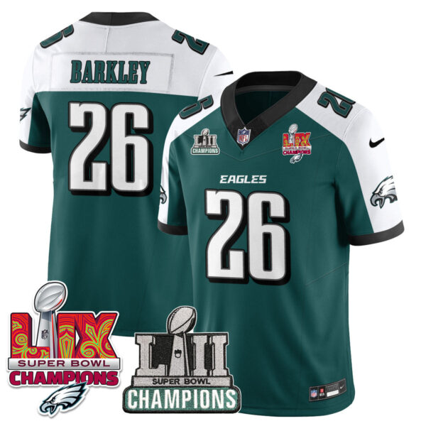 Philadelphia Eagles LII-LIX Super Bowl Champions Vapor Limited Jersey – All Stitched – Green Alternate – Saquon Barkley Jersey