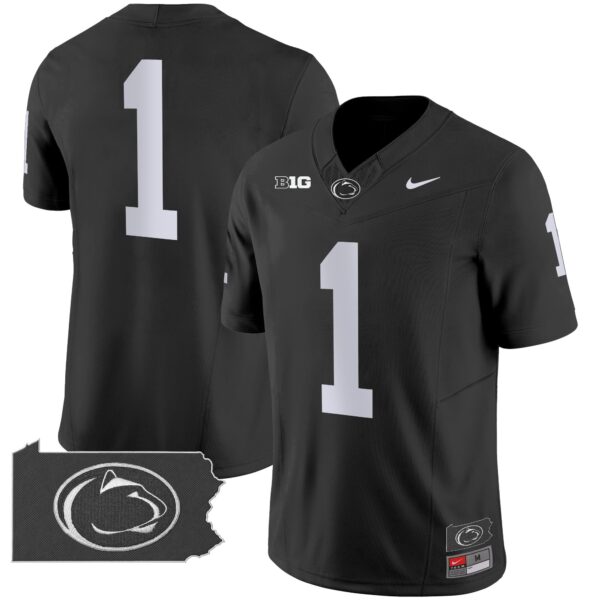 Penn State Nittany Lions 2024 Home Patch Vapor Limited Jersey – All Stitched – Black – #1 Team Jersey
