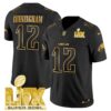Philadelphia Eagles Super Bowl LIX Patch Gold Vapor Limited Jersey – All Stitched – Black Gold – Randall Cunningham Jersey
