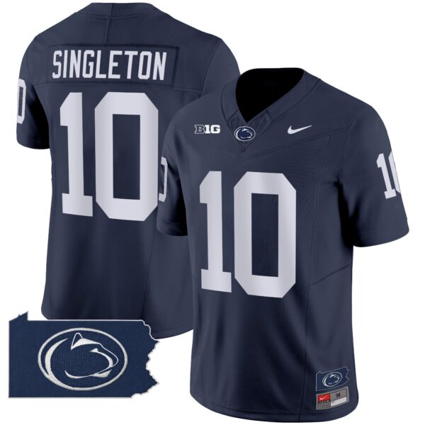 Penn State Nittany Lions 2024 Home Patch Vapor Limited Jersey – All Stitched – Navy – Nicholas Singleton Jersey