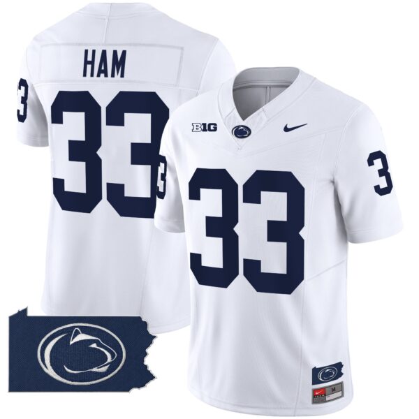 Penn State Nittany Lions 2024 Home Patch Vapor Limited Jersey – All Stitched – White – Jack Ham Jersey
