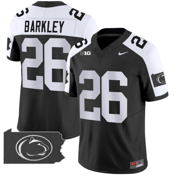 Penn State Nittany Lions 2024 Home Patch Vapor Limited Jersey – All Stitched – Black Alternate – Saquon Barkley Jersey